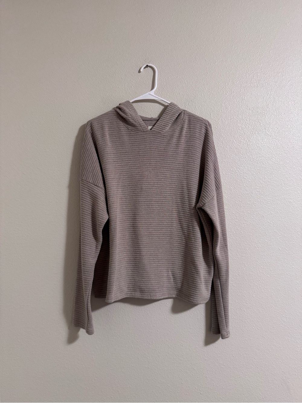 Thread & Supply Ribbed Hoodie in Light Taupe